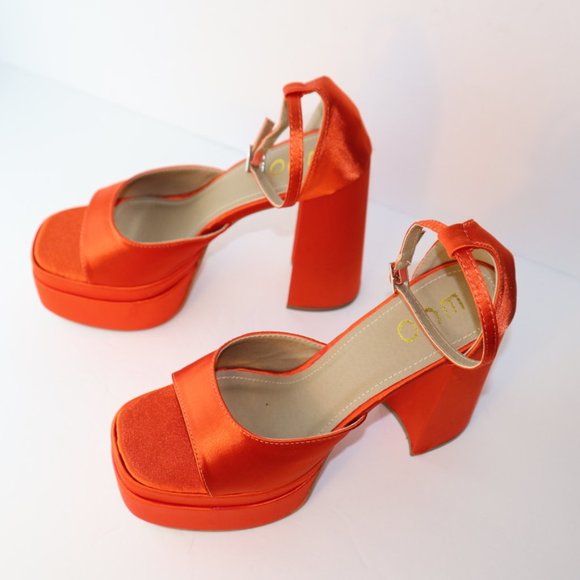 Ego bright orange platform peeptoe heels size 9 - Picture 5 of 5